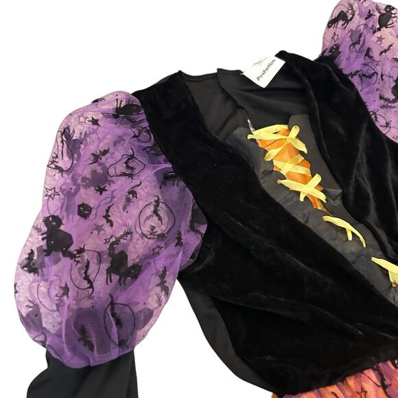 Poshetion Orange Black & Purple Light Up Witches Costume Size Kids/Youth Medium - Picture 4 of 7